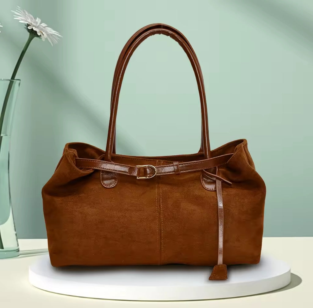 BORSA IN PELLE SCAMOSCIATA