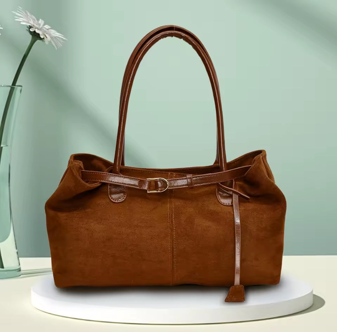 BORSA IN PELLE SCAMOSCIATA