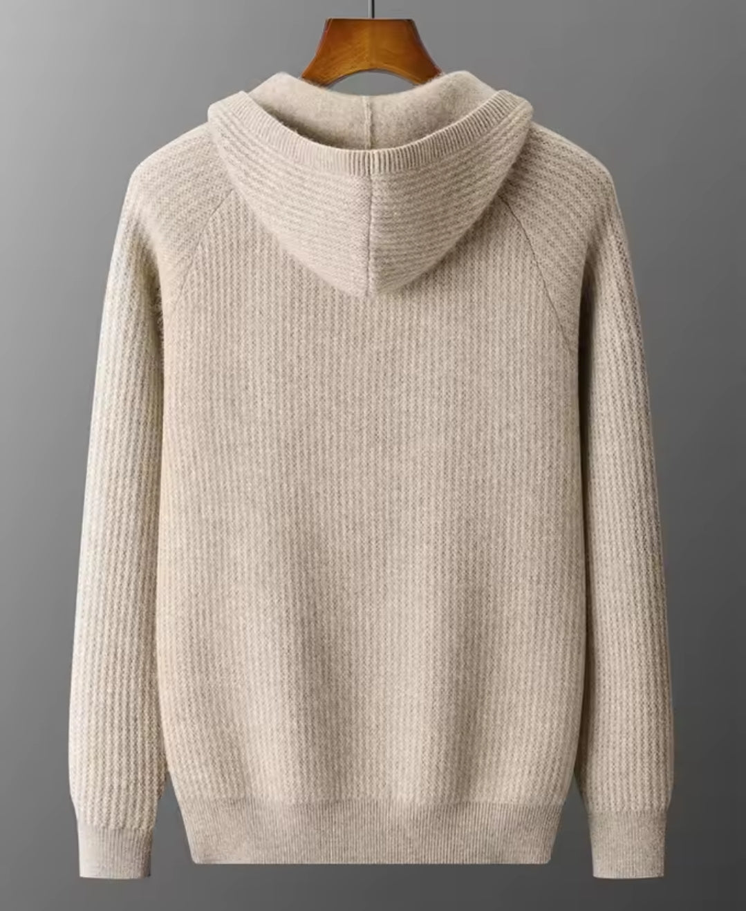 CARDIGAN CON CAPPUCCIO 100% LANA