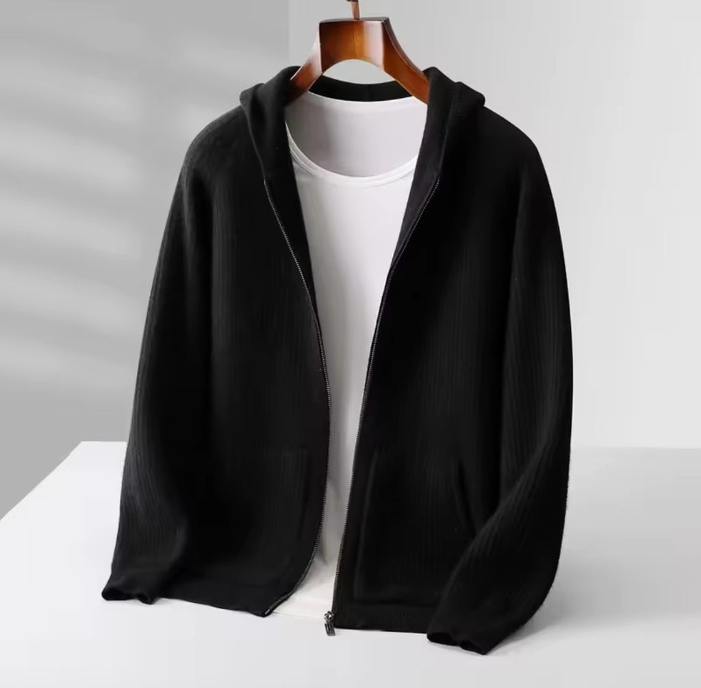 CARDIGAN CON CAPPUCCIO 100% LANA