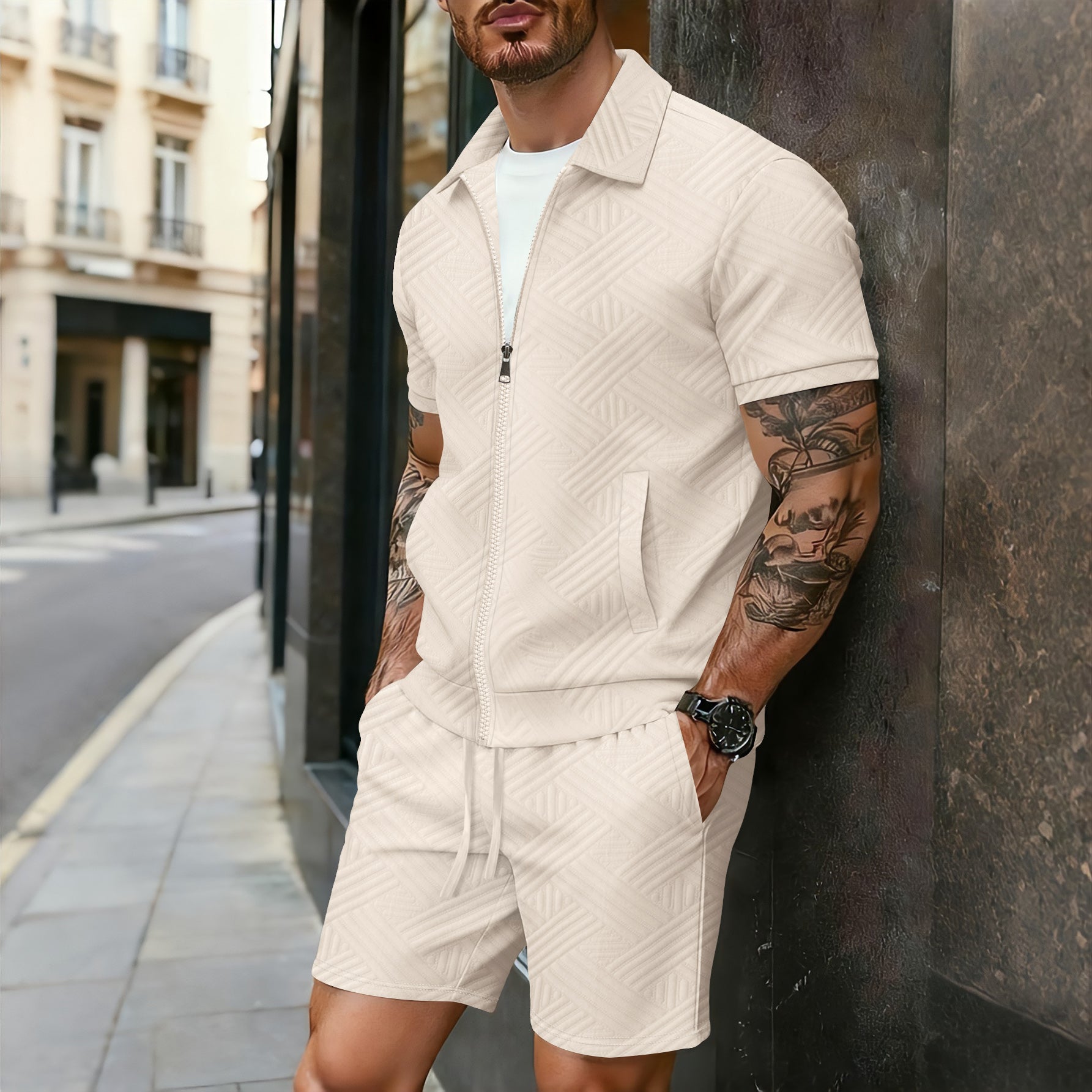SET CAMICIA ZIP E PANTALONI CORTI