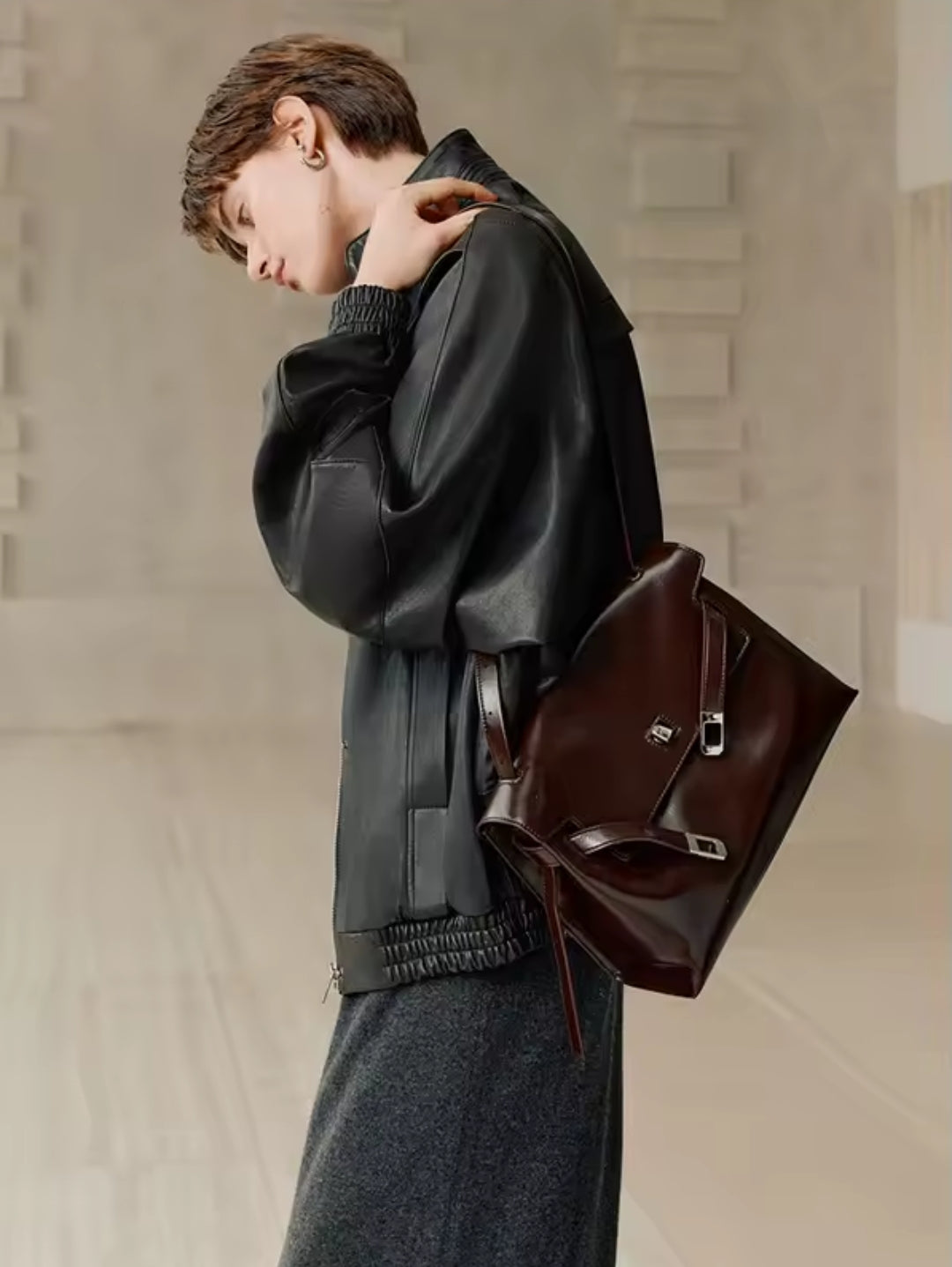 BORSA A TRACOLLA VINTAGE IN VERA PELLE